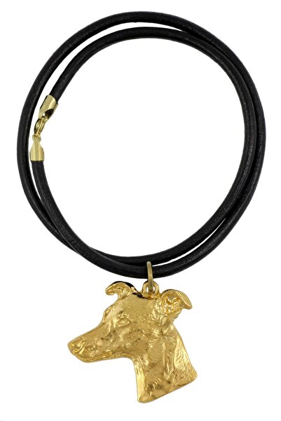 Art - Dog Colier Whippet cu un câine într-o cutie cadou, pandantiv placat cu ...