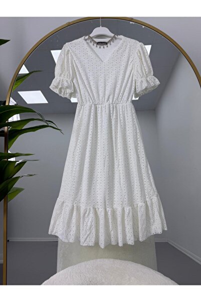 VOLT CLOTHİNG Laced White Dress