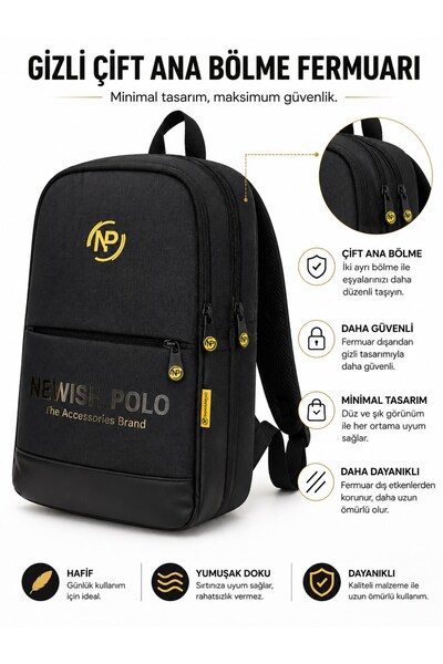 Newish Unisex Minimal Sırt Çantası Laptop Bölmeli Şehir İçi Kullanım