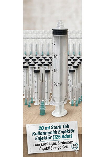 Berika 20 ml Steril Tek Kullanımlık Enjektör (125 Adet)– Luer Lock Uçlu, Sızd...