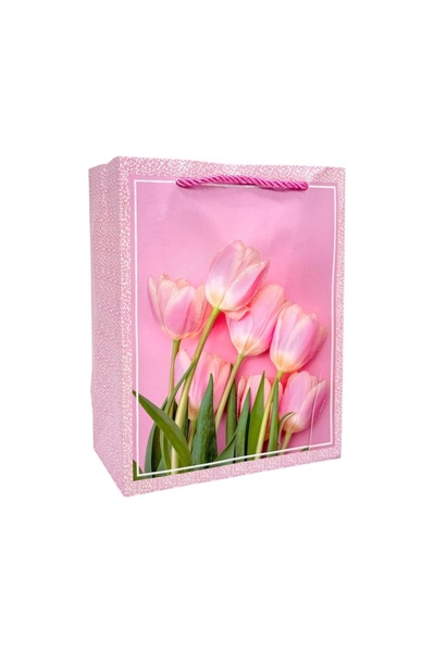 AFO Set 12 Pungi Cadou Lalele cu Glitter Roz 18x23x10