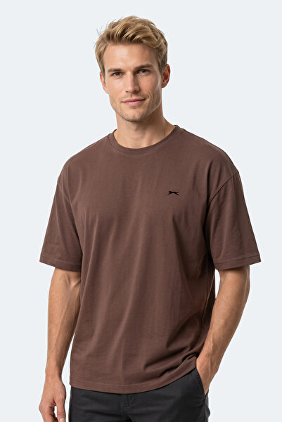 Slazenger Ανδρικό μπλουζάκι KEANE σε μεγάλο μέγεθος, καφέ χρώματος