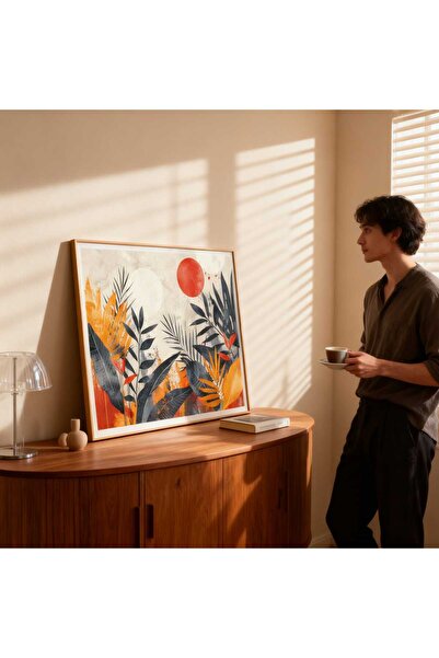 woodretro Αφηρημένη ζωγραφική με λουλούδια |   Εκτύπωση UV σε MDF με ξύλινο π...