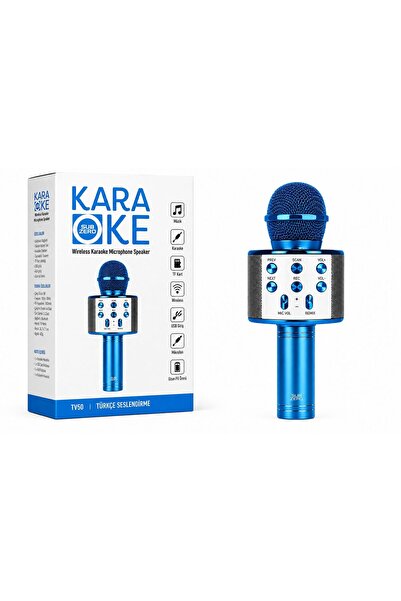 KAPTANHABERLESME Bluetooth Karaoke Mikrofon Hoparlör Kablosuz Taşınabilir Mik...