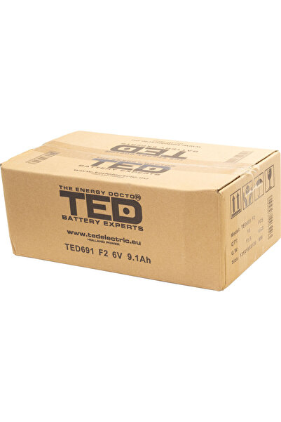 TED Electric Acumulator Stationar AGM VRLA Etans 6V 9.1A F2 T2, Dimensiuni 151mm x 34mm x h94mm