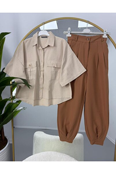 VOLT CLOTHİNG Σετ λινό πουκάμισο και παντελόνι