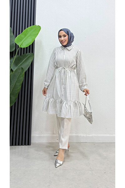 Moda Gazel çizgili fırfırlı gölmek