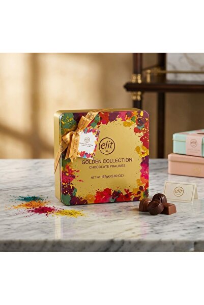 MİDAD Golden Collection Karışık Çikolata Pralin Kutusu 167g Metal Kutu