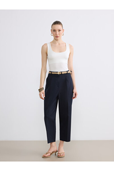 LC Waikiki Belted Linen-Look Women's Trousers