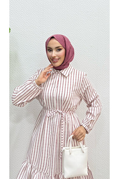 Moda Gazel çizgili fırfırlı gölmek