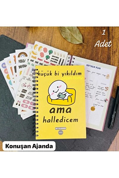 ÇEÇEN HOME (1 Adet) Spiralli Stickerlı Konuşan Ajanda Defter, Bam Planlayıcı,...