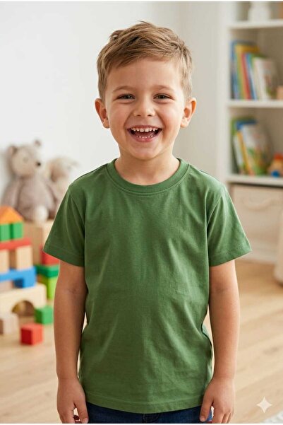 Beniizle Günlük Düz Renk Unisex Yazlık Çocuk T-Shirt