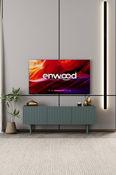 enwood Capella TV Ünitesi Zeytin Taşı -MDF 3 Kapaklı 120 cm ayaklı