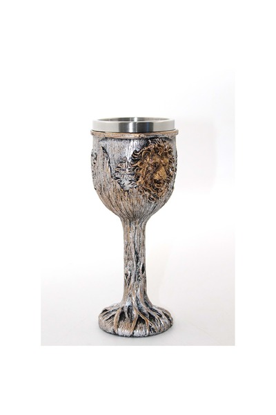 Store Paslanmaz Çelik Aslan Büstü Kadeh Bardak 19x7 Cm Dekoratif Aslan Tasarı...