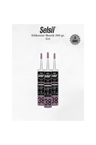 Selsil Silikonize Gri Mastik 500 gr - 3 Adet