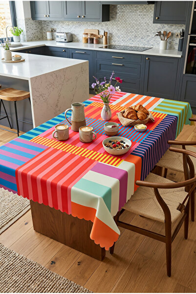 Decomia Home Μοντέρνο πολύχρωμο ριγέ τραπεζομάντιλο, ανθεκτικό στους λεκέδες,...