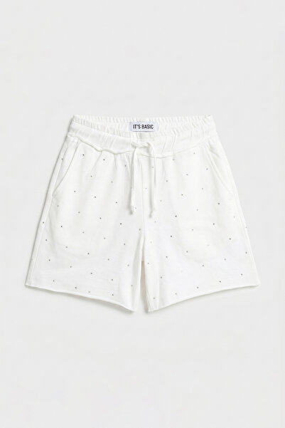 it's basic Γυναικείο λευκό T-s6-101 Relax Fit Shiny Stone Special Design πλεκ...