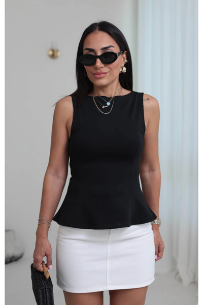 Perry Boutique Γυναικεία Αμάνικη Μπλούζα με Λεπτομέρεια Πεπλάμ