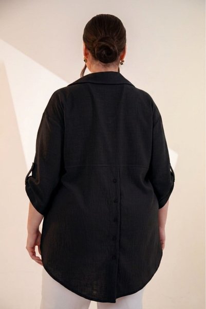 Roxxlen Women's Plus Size Pocket-Button Detailed Shirt