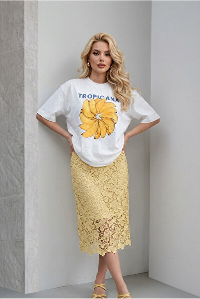 Inno Γυναικείο βαμβακερό μπλουζάκι με στάμπα με λαιμόκοψη ποδηλάτου σε μεγάλο...