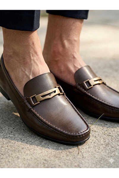 Pierre Cardin Ανδρικά παπούτσια loafer με καφέ αγκράφα από 100% γνήσιο δέρμα,...