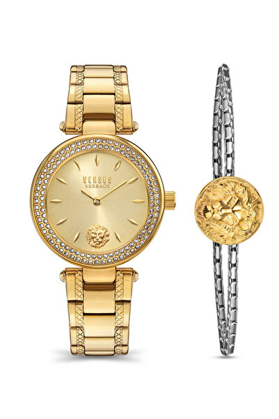 Versus Versace Brick Lane Crystal Collection Ladies Watch 36 Mm With Champagn...