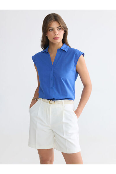 LC Waikiki قميص LCW EVERYDAYBlue للسيدات ذو قصة عادية