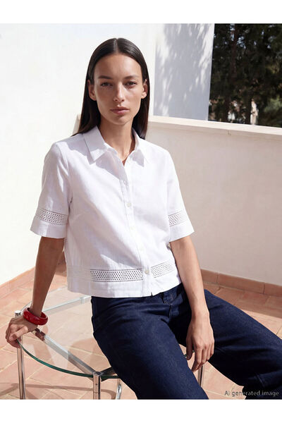 LC Waikiki White Crop Women's Shirt