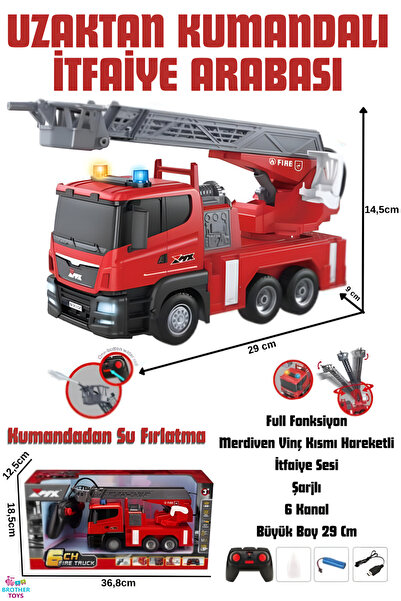 Brother Toys Uzaktan Kumandalı Su Atan İtfaiye Arabası - Şarjlı, Işıklı ve Se...