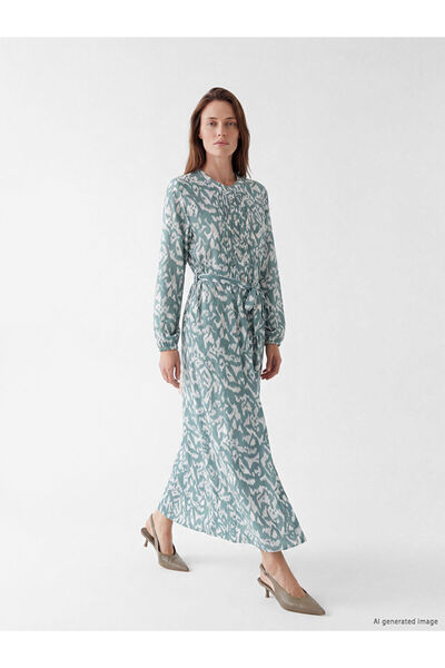 LC Waikiki Esvab • Modern & Distinctive Embroidered Belted A-Line Shirt Dress