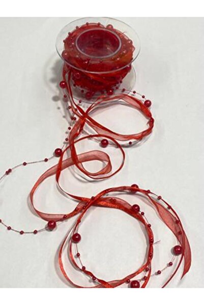 karantuhafiye Pearl Tulle and Satin Detailed Decoration Ribbon - 5 Meters of ...