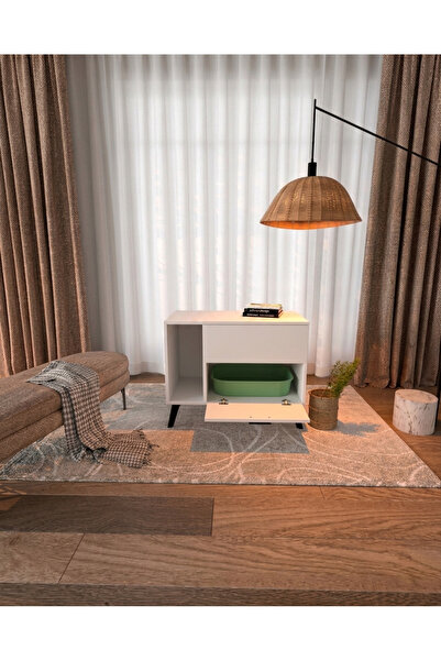 Lemvora Home Design Kedi Tuvalet Dolabı Gizli Girişli MDF | Koku Önleyici Kum...