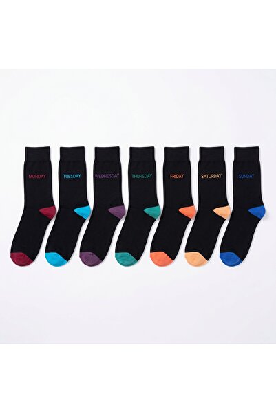 yunik 7 Adet Renkli ve Yazılı Unisex Çorap