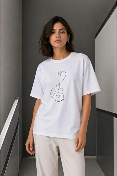 Wear Up Μπλουζάκι με στάμπα κιθάρας Minimal Guitar T-Shirt Καλοκαιρινό κοντομ...