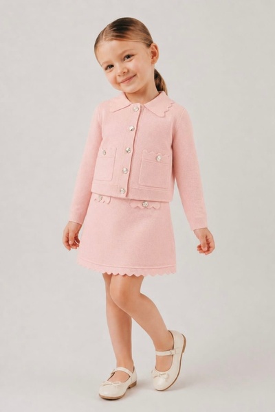 MAYORAL Limi̇ Girl's Soft Texture Summer Spring Mercerized Cardigan Skirt 2-P...