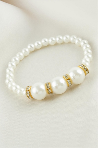 ZERO LAND Gldisptm Stone and Pearl Bracelet (02348) - White