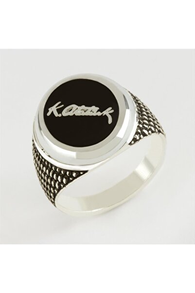 ZERO LAND Gldisptm Mustafa Kemal Ataturk Signed Metal Men's (44348) Ring-Silv...