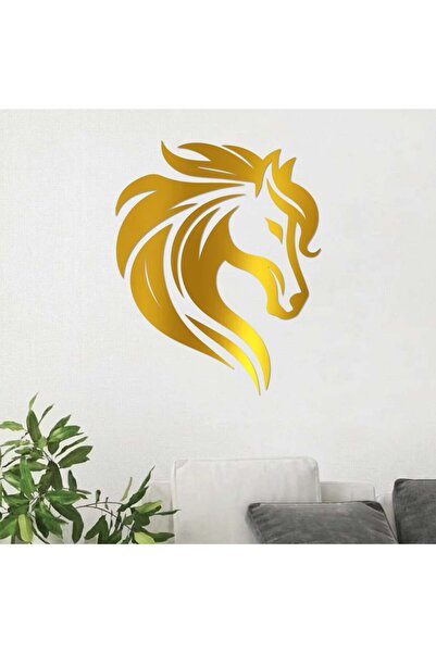 KHUBARA' AL-ALWAN منحوتة أكريليك - خيل - AC-312026048- - ذهبي مقاس 60x50
