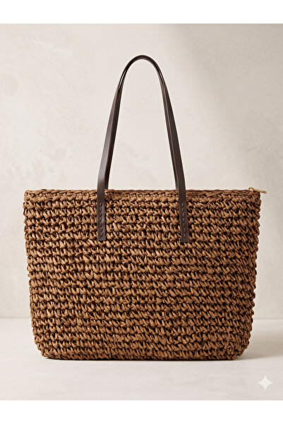 Luminos Butik Καφέ ψάθινη τσάντα CNT1001