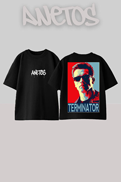 Anetos Μπλουζάκι Arnold Schwarzenegger με στάμπα στην πλάτη, βαμβακερό, μαύρο...