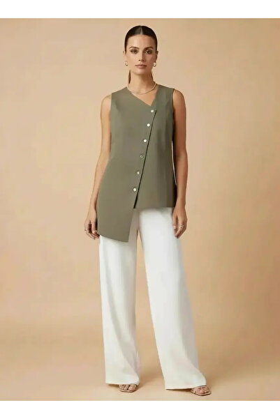 Sierra otantik Asymmetrical Button Detail 100% Cotton Vest