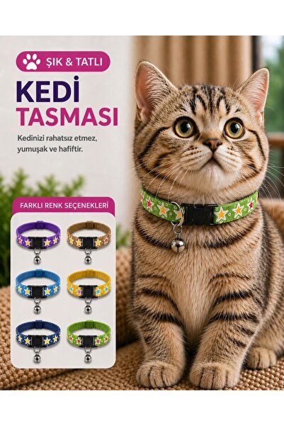 HAYHAYPETSHOP Çıngıraklı Ayarlanabilir Kedi Tasması Yumuşak Kumaş, Hafif Raha...