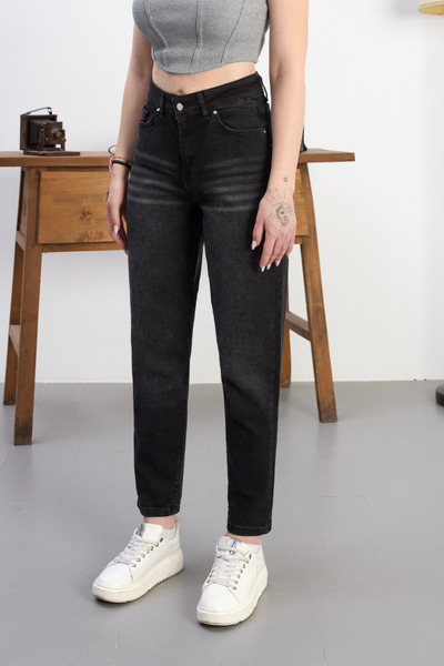 alanora Pantaloni de damă din Lycra Mom Jean, cu talie înaltă, elastici