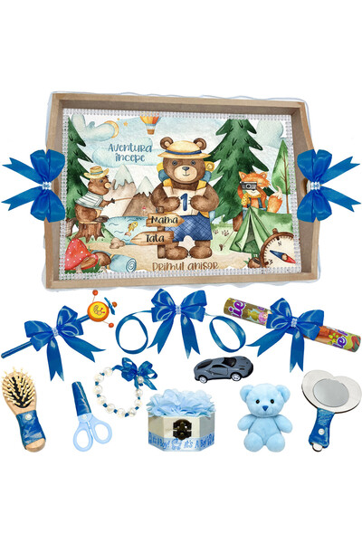 LoreBebe Set Tava Taiere Mot Baieti, Tavita Mot, 11 Piese, Model Aventura Inc...