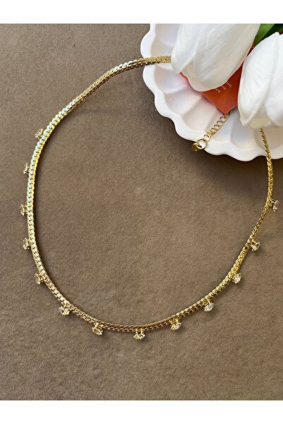BEREN KILIÇ Stella Shine Kolye – Altın Ton Işıltılı Taş Detaylı Zarif Choker