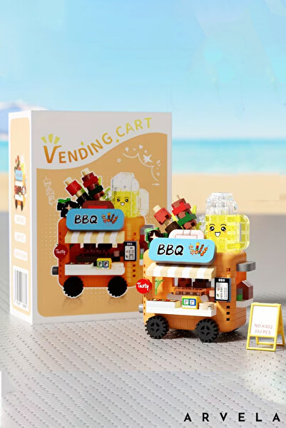 Arvela 342 Parça Sokak Lezzetleri BBQ Arabası Mini Blok Lego Seti Stickerlı D...