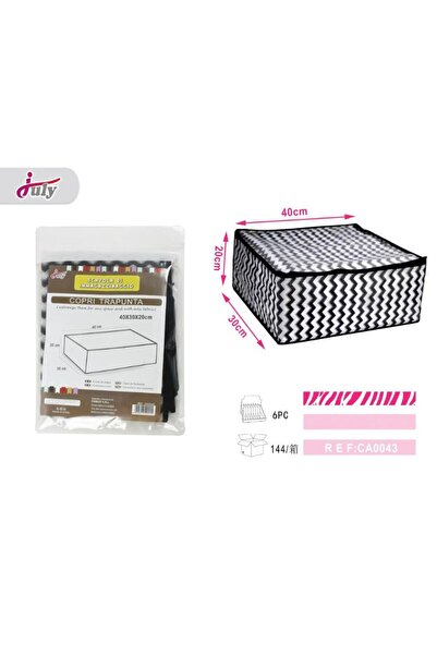 KMT PVC Storage Box with Zipper, Black-White Zig-Zag Pattern, for Clothes and...