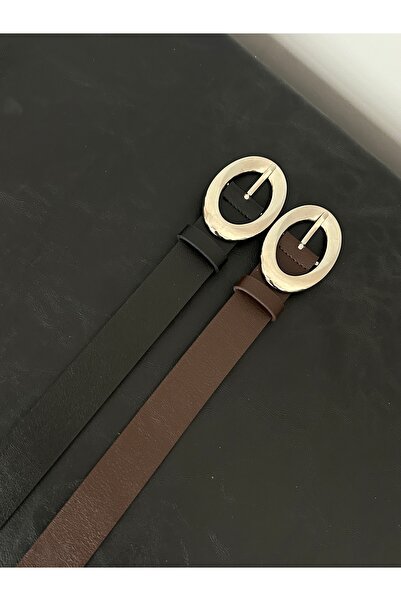 LİA KEMER 2-pack Macro Οβάλ Ασημένια Ζώνη με Πόρπη, Ζώνη για Παλτό, Ζώνη για ...