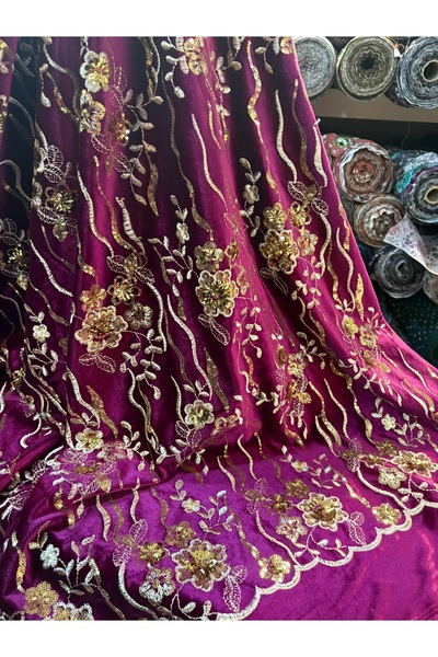 MEKİK MANİFATURA ΒΕΛΟΥΔΙΝΟ ΥΦΑΣΜΑ ΜΕ ΚΕΝΤΗΜΑ ΑΠΟ ΠΟΥΛΟΒΕΛΟΝΕΣ