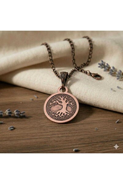 Zib Grips Velvet Copper Hayat Ağacı Kelt Bakır Kolye El Yapımı Boho Spiritüel...